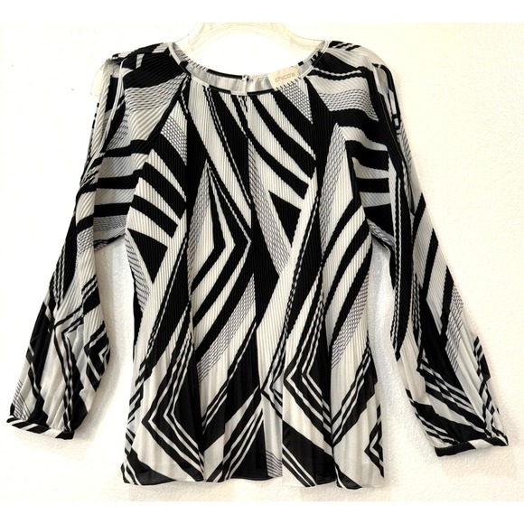 Chico's Dresses & Skirts - Chico's Size 1 / Medium Black & White Stripe Crinkle Pleated Cold Shoulder Top